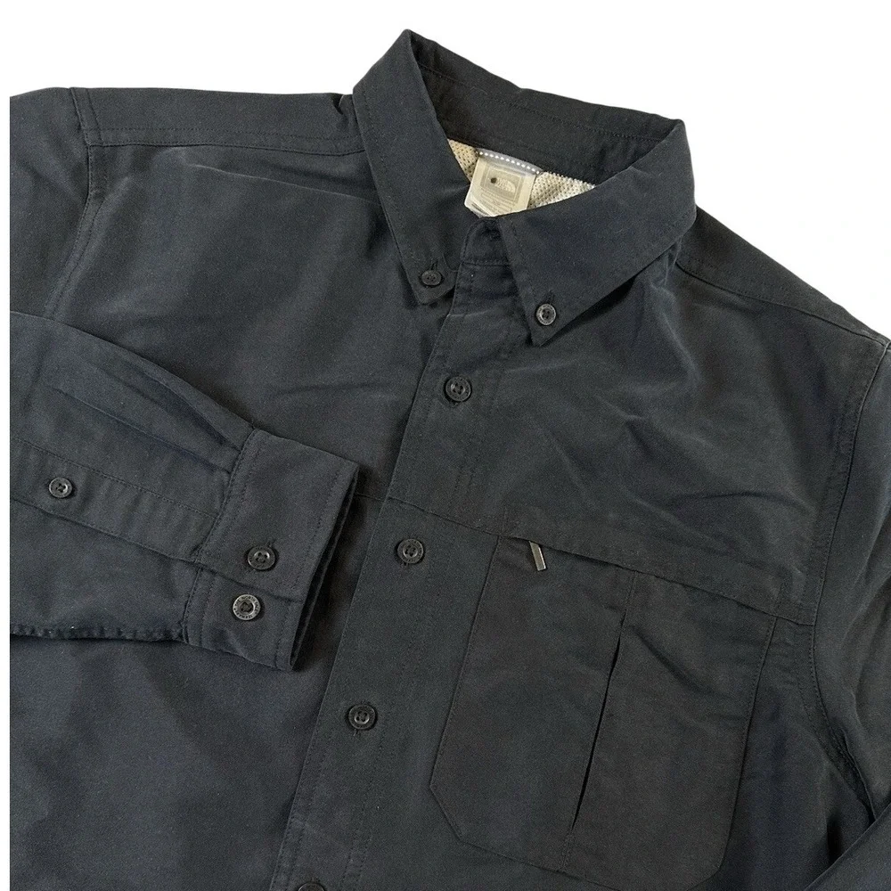 The North Face Tekware Performance Button Shirt Blk UPF 50 Hiking Outdoors‎ Sz S